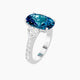 Cushion Blue Lab Diamond Ring | Classic Heart Trilogy with Reverse Shank