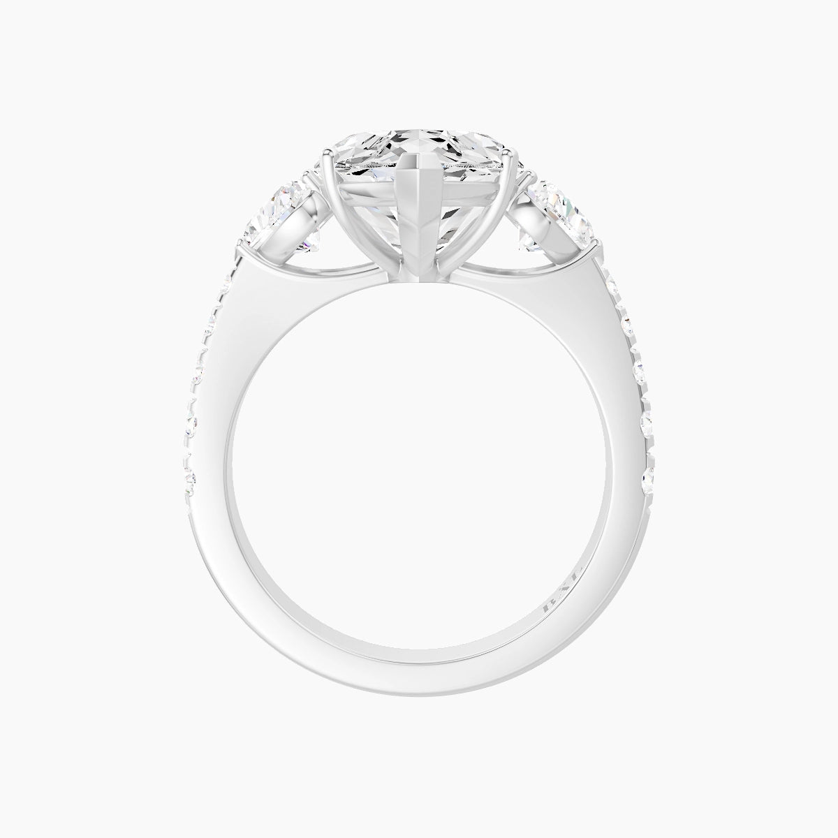 Classic Heart Trilogy with Reverse Shank | 18k White Gold 5 ct Marquise White Lab Diamond Ring