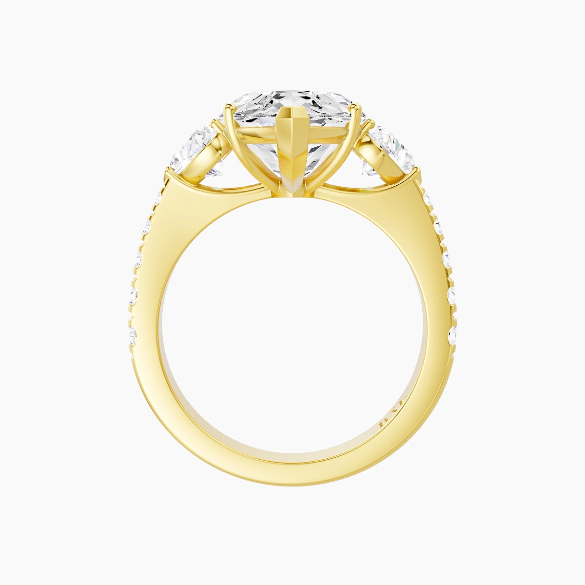 Classic Heart Trilogy with Reverse Shank | 18k Yellow Gold 5 ct Marquise White Lab Diamond Ring