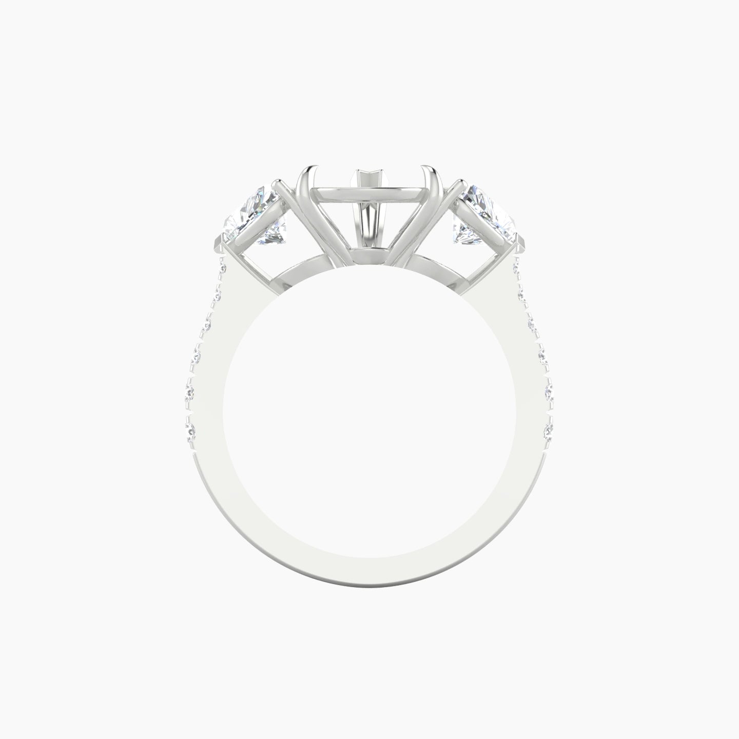Pear Ring Setting | 18k White Gold 5-7.99ct Classic Heart Trilogy with Reverse Shank View 2