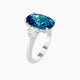 Cushion Blue Lab Diamond Ring | Classic Heart Trilogy