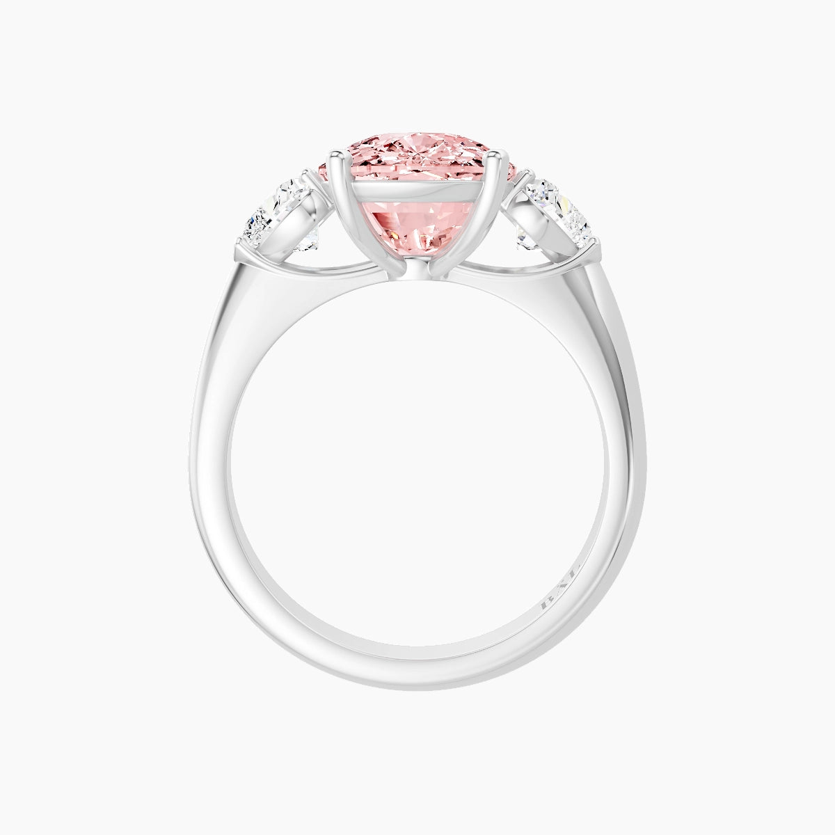 Classic Heart Trilogy | 18k White Gold 5 ct Cushion Pink Lab Diamond Ring