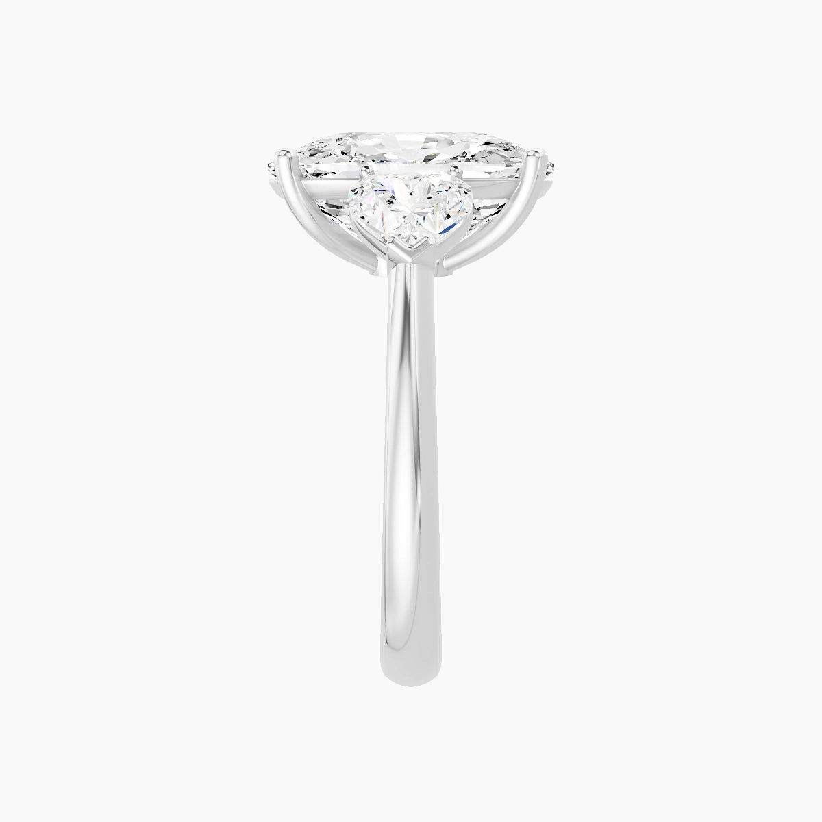Classic Heart Trilogy | 18k White Gold 5 ct Cushion White Lab Diamond Ring