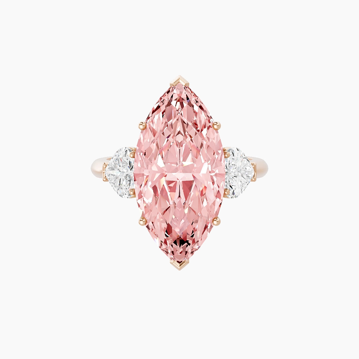 Classic Heart Trilogy | 18k Rose Gold 5 ct Marquise Pink Lab Diamond Ring