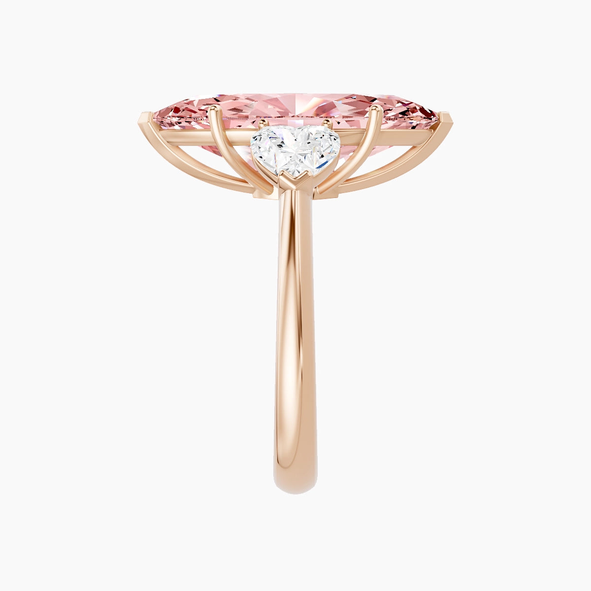 Classic Heart Trilogy | 18k Rose Gold 5 ct Marquise Pink Lab Diamond Ring