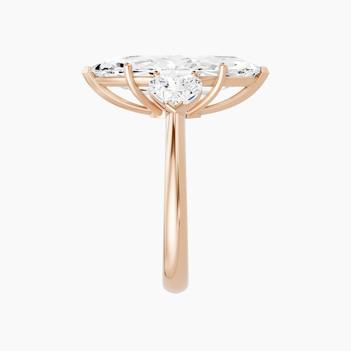 Classic Heart Trilogy | 18k Rose Gold 5 ct Marquise White Lab Diamond Ring