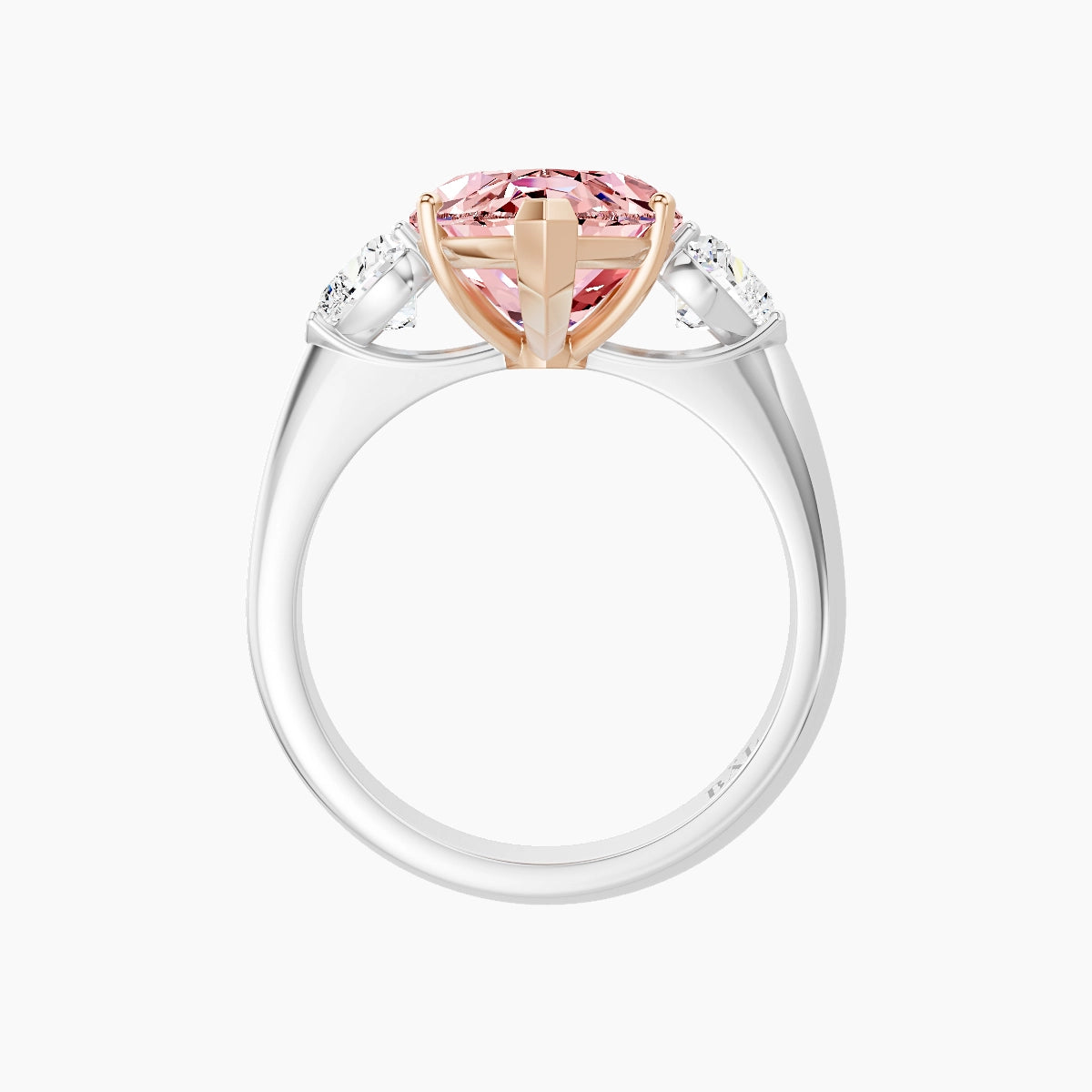 Classic Heart Trilogy | 18k White & Rose Gold 5 ct Marquise Pink Lab Diamond Ring