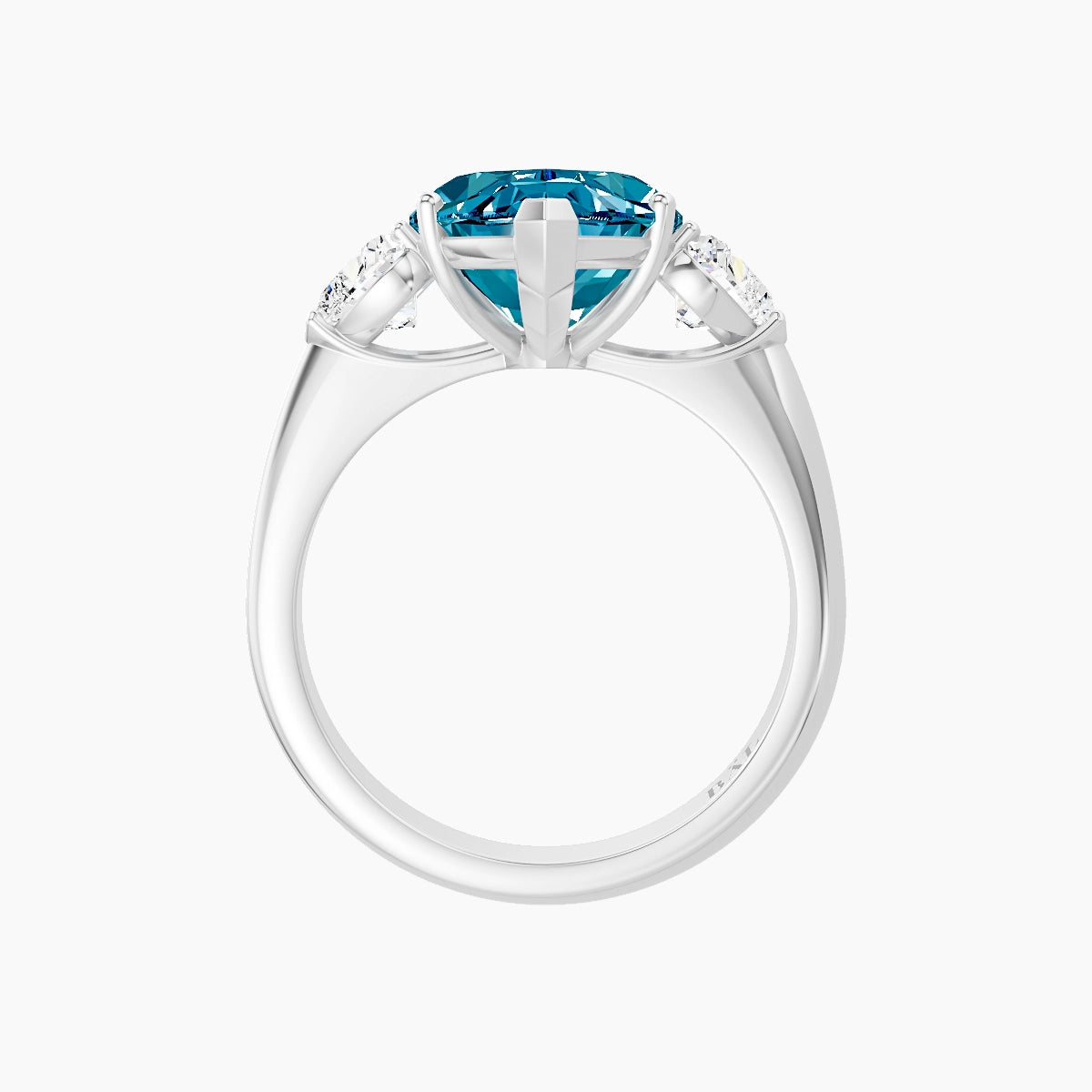 Classic Heart Trilogy | 18k White Gold 5 ct Marquise Blue Lab Diamond Ring