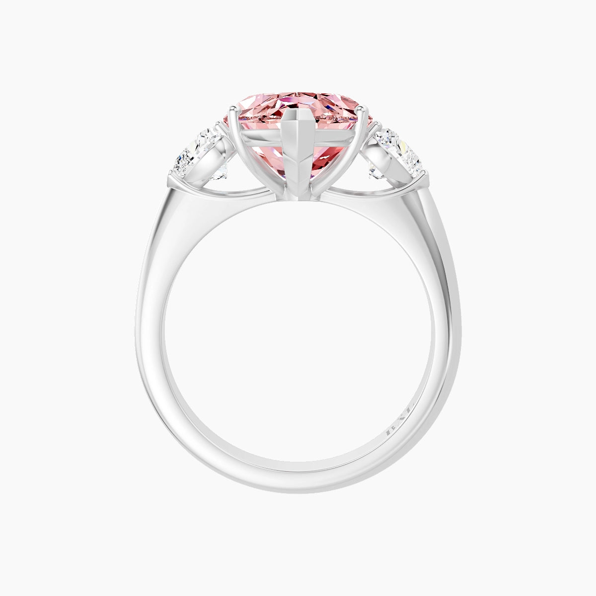Classic Heart Trilogy | 18k White Gold 5 ct Marquise Pink Lab Diamond Ring
