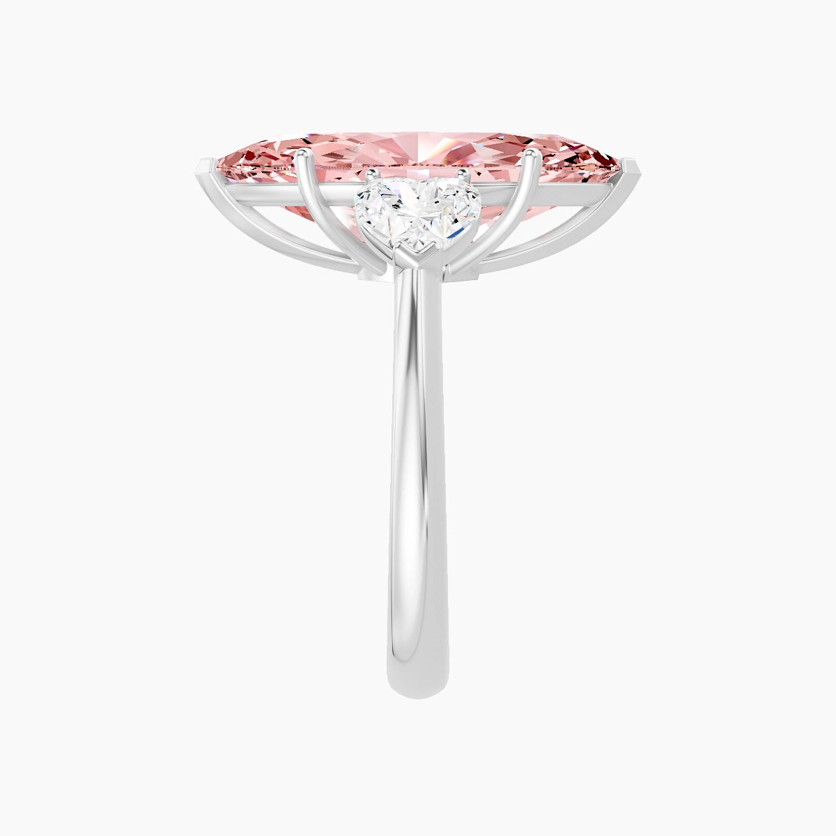 Classic Heart Trilogy | 18k White Gold 5 ct Marquise Pink Lab Diamond Ring