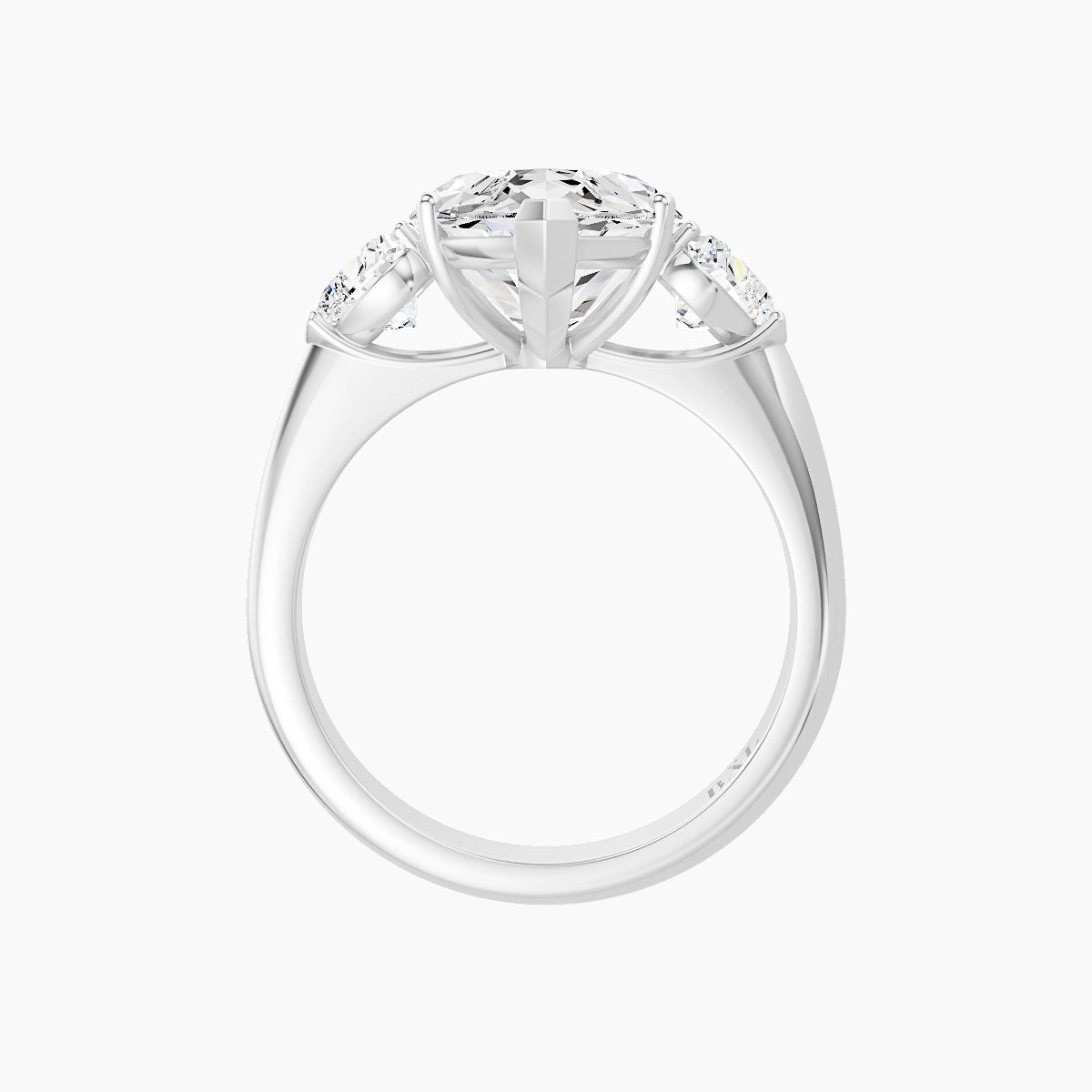 Classic Heart Trilogy | 18k White Gold 5 ct Marquise White Lab Diamond Ring