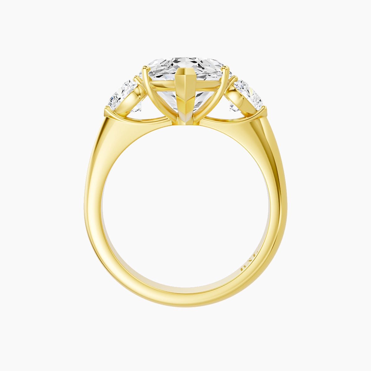 Classic Heart Trilogy | 18k Yellow Gold 5 ct Marquise White Lab Diamond Ring