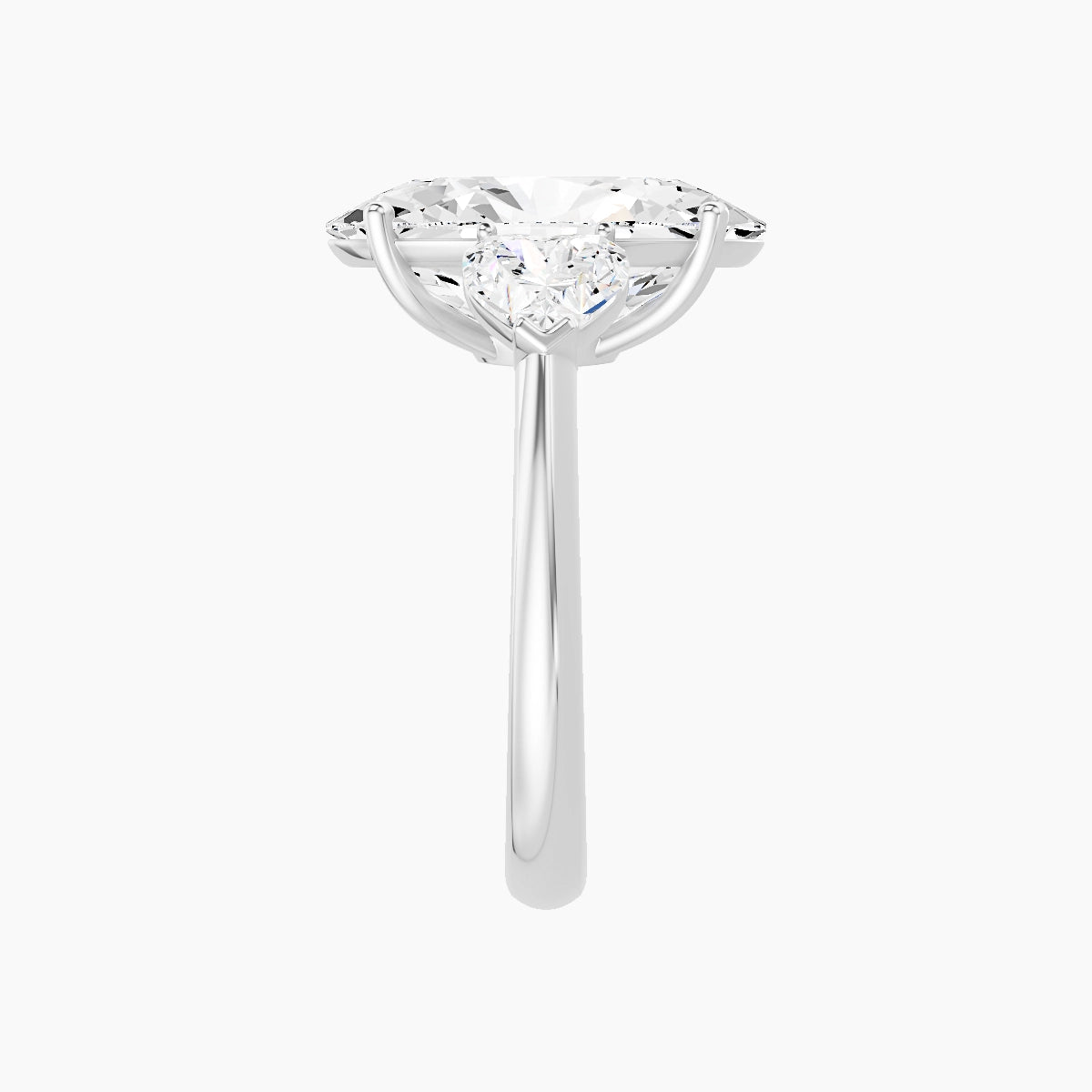 Classic Heart Trilogy | 18k White Gold 5 ct Oval White Lab Diamond Ring