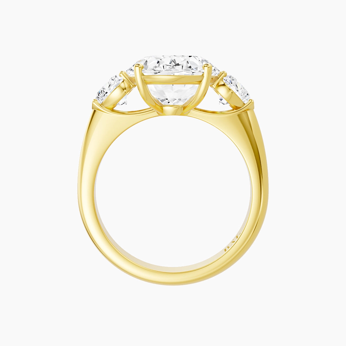Classic Heart Trilogy | 18k Yellow Gold 5 ct Oval White Lab Diamond Ring