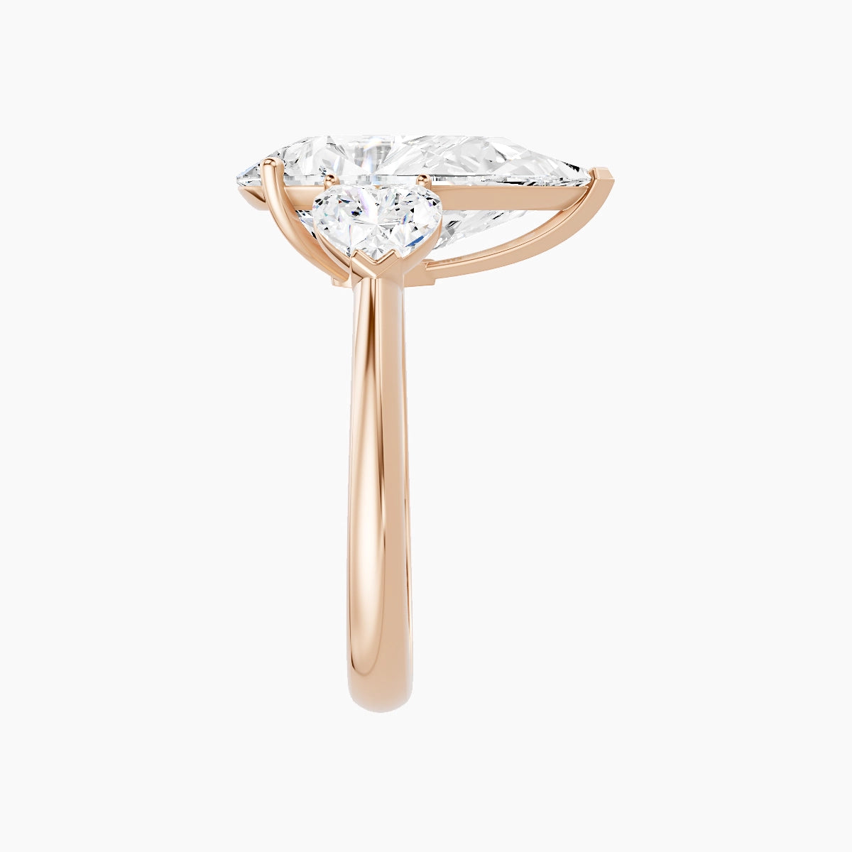 Classic Heart Trilogy | 18k Rose Gold 5 ct Pear White Lab Diamond Ring