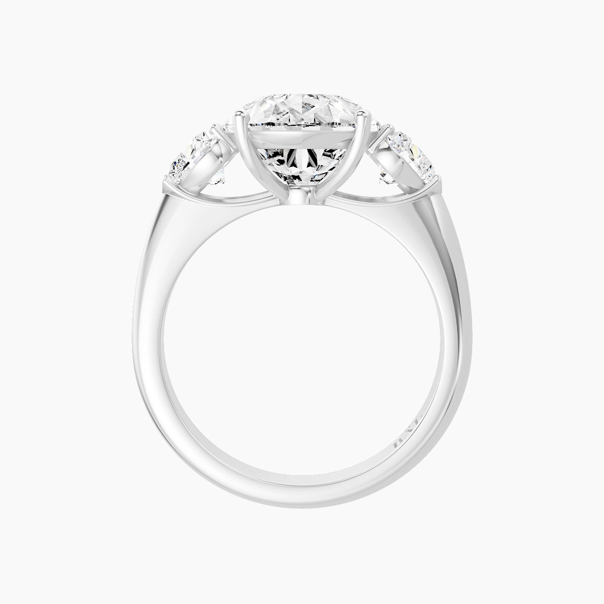 Classic Heart Trilogy | 18k White Gold 5 ct Pear White Lab Diamond Ring