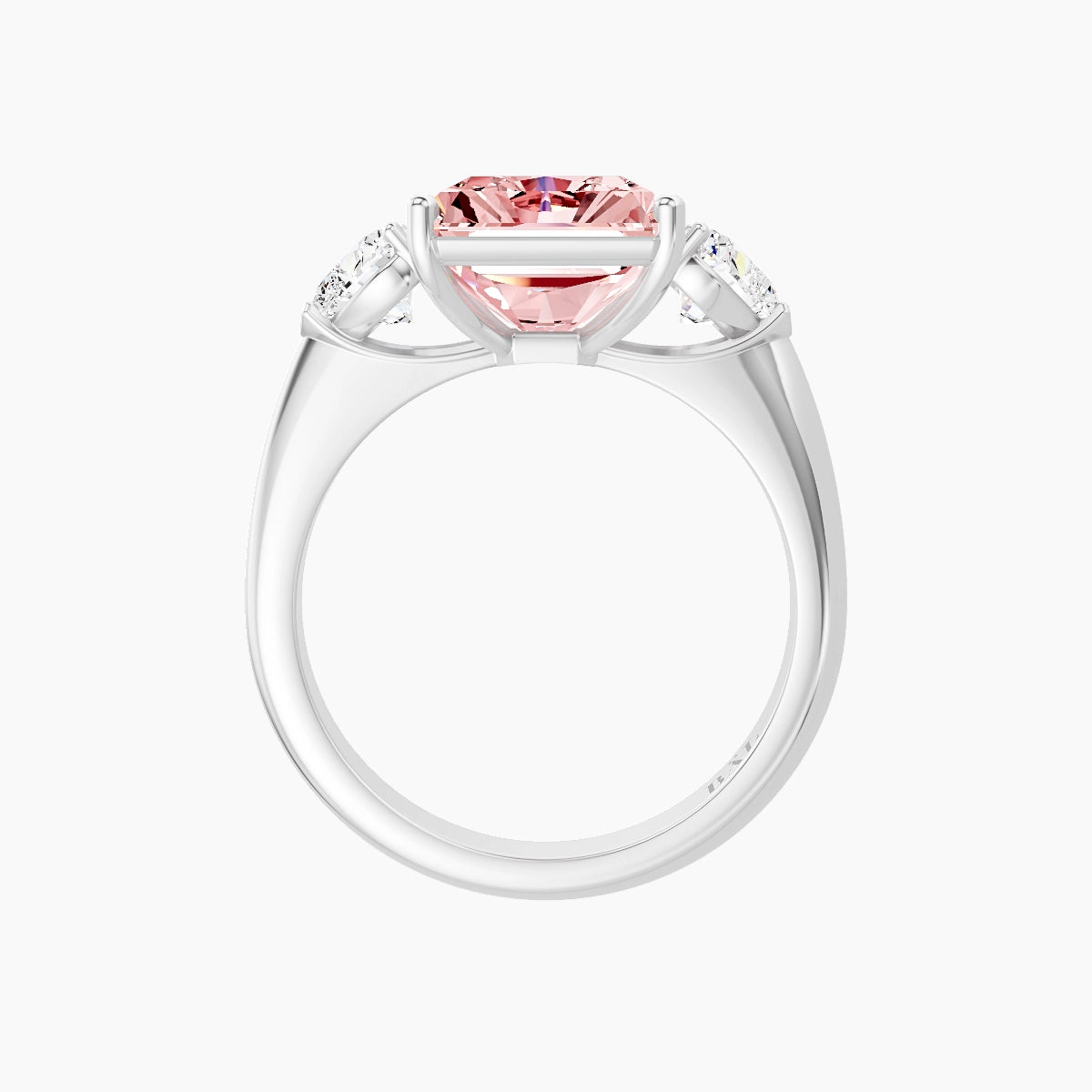 Classic Heart Trilogy | 18k White Gold 5 ct Radiant Pink Lab Diamond Ring