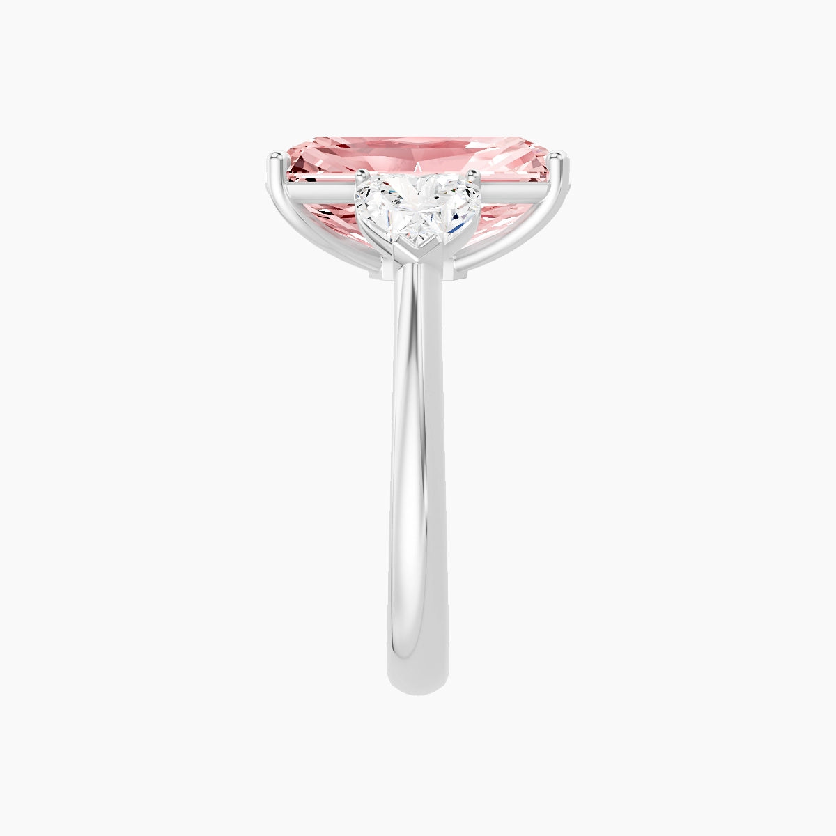 Classic Heart Trilogy | 18k White Gold 5 ct Radiant Pink Lab Diamond Ring