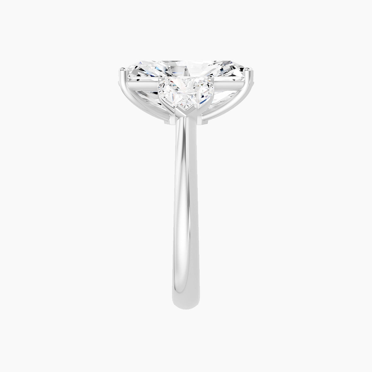 Classic Heart Trilogy | 18k White Gold 5 ct Radiant White Lab Diamond Ring