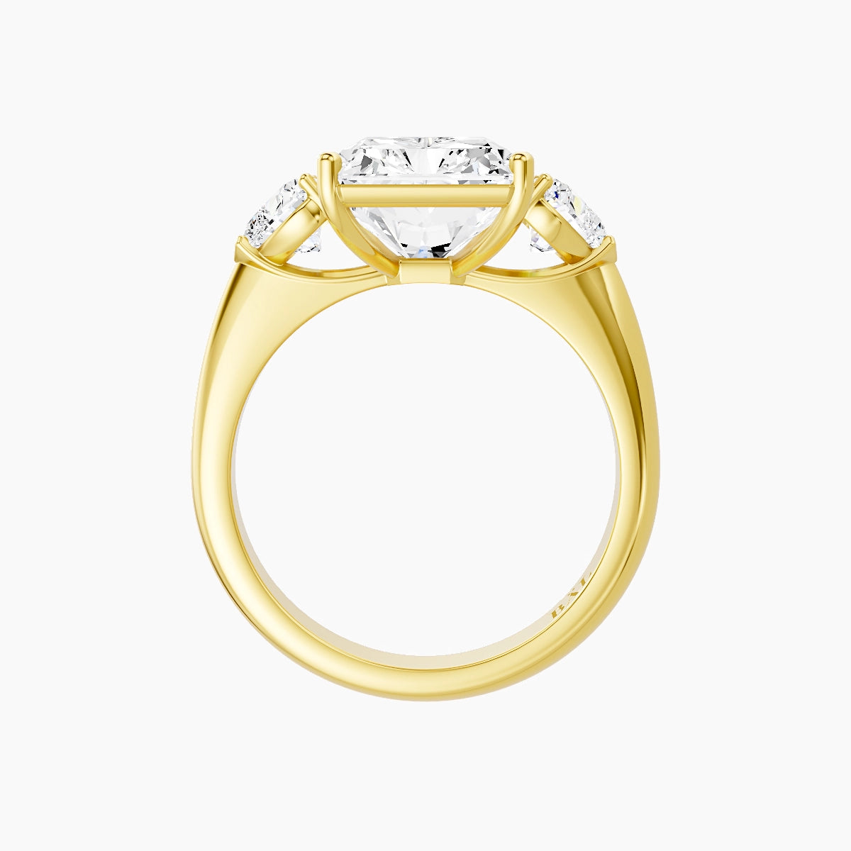 Classic Heart Trilogy | 18k Yellow Gold 5 ct Radiant White Lab Diamond Ring