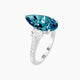 Pear Blue Lab Diamond Ring | Classic Heart Trilogy with Straight Shank
