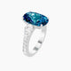 Cushion Blue Lab Diamond Ring | Classic Pear Trilogy with Reverse Shank