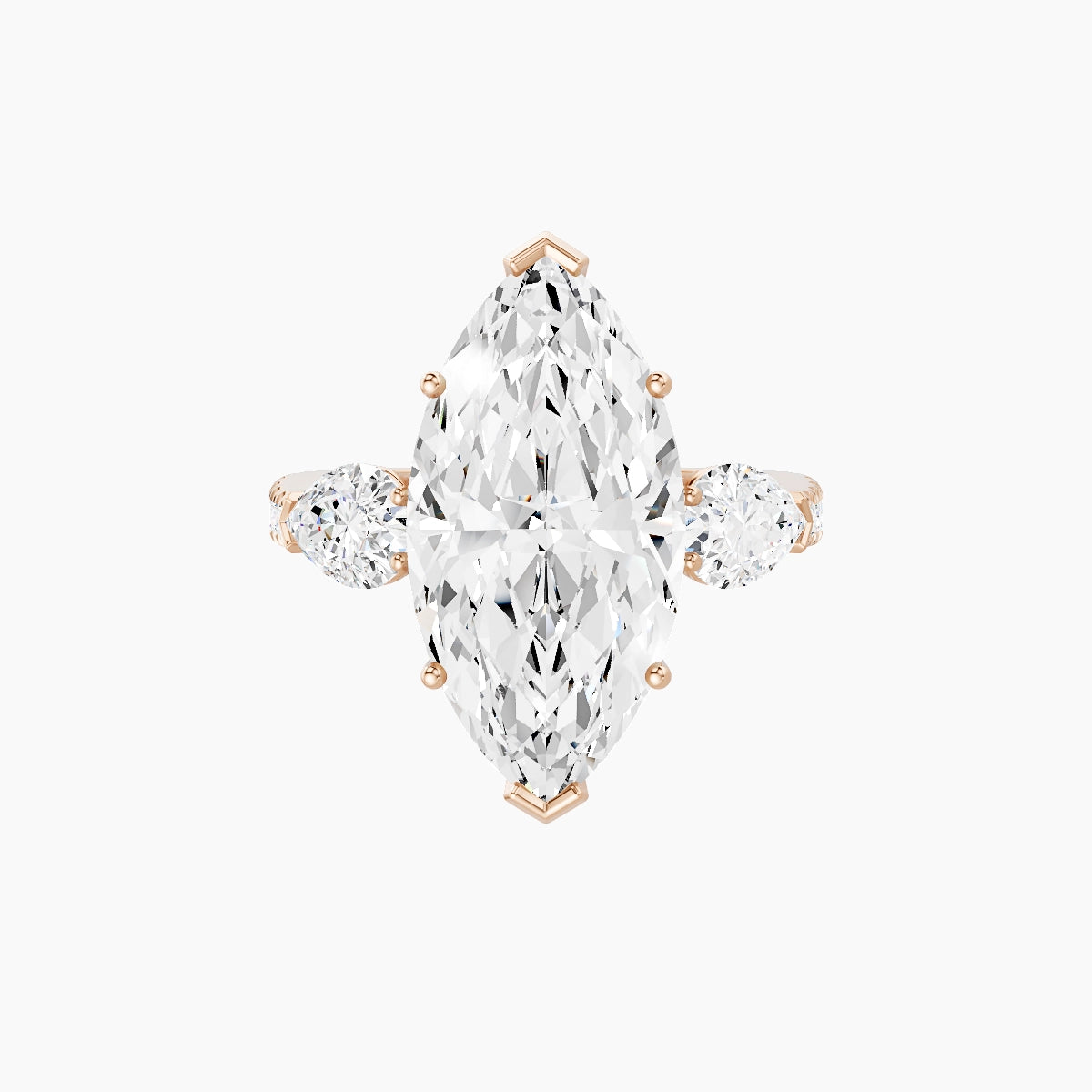 Classic Pear Trilogy with Reverse Shank | 18k Rose Gold 5 ct Marquise White Lab Diamond Ring