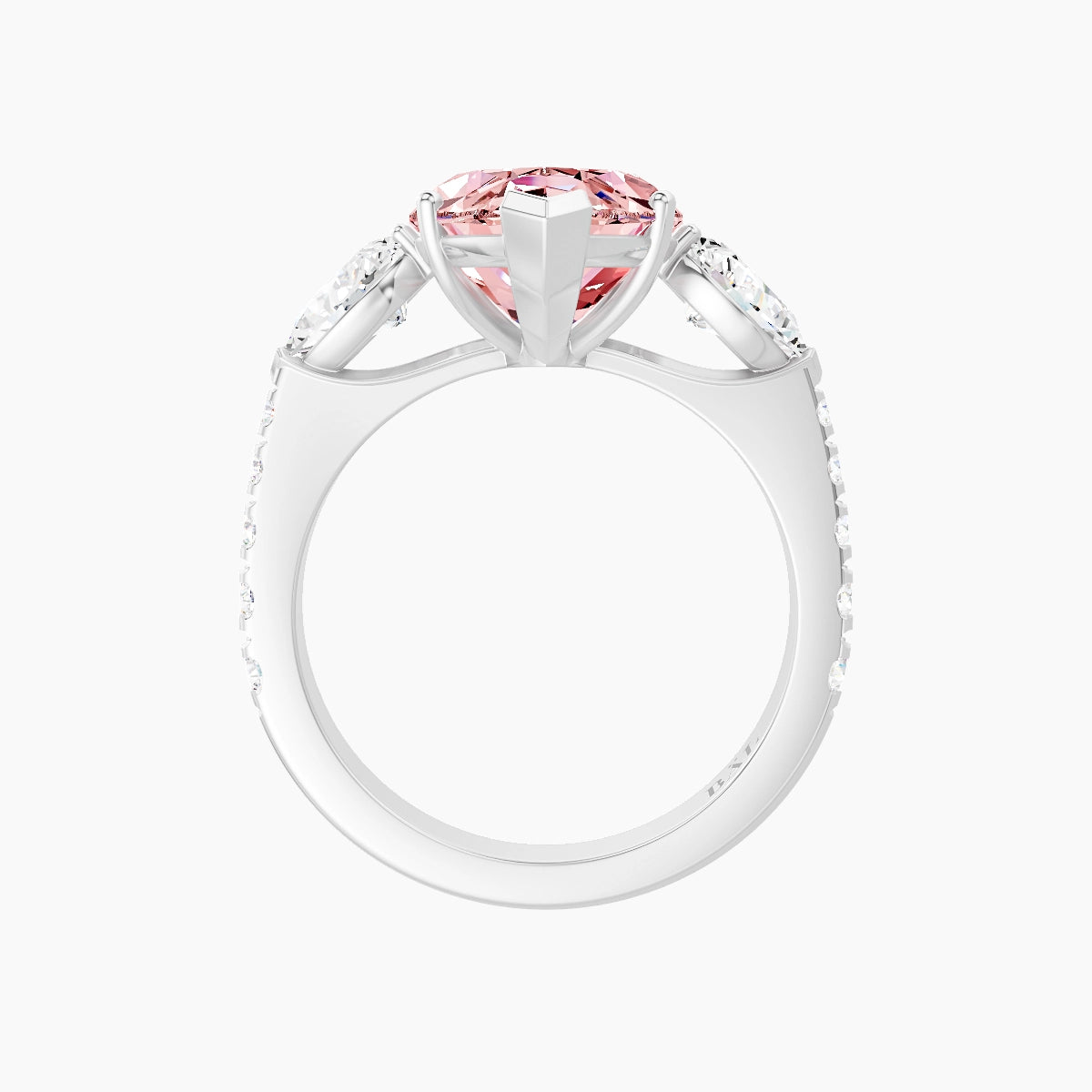 Classic Pear Trilogy with Reverse Shank | 18k White Gold 5 ct Marquise Pink Lab Diamond Ring