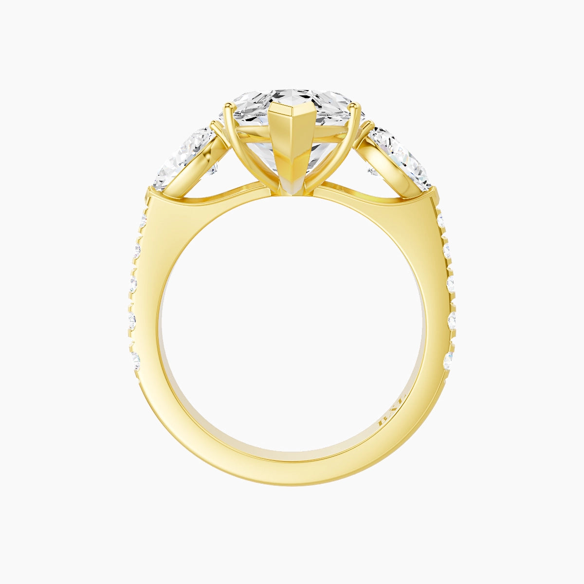 Classic Pear Trilogy with Reverse Shank | 18k Yellow Gold 5 ct Marquise White Lab Diamond Ring
