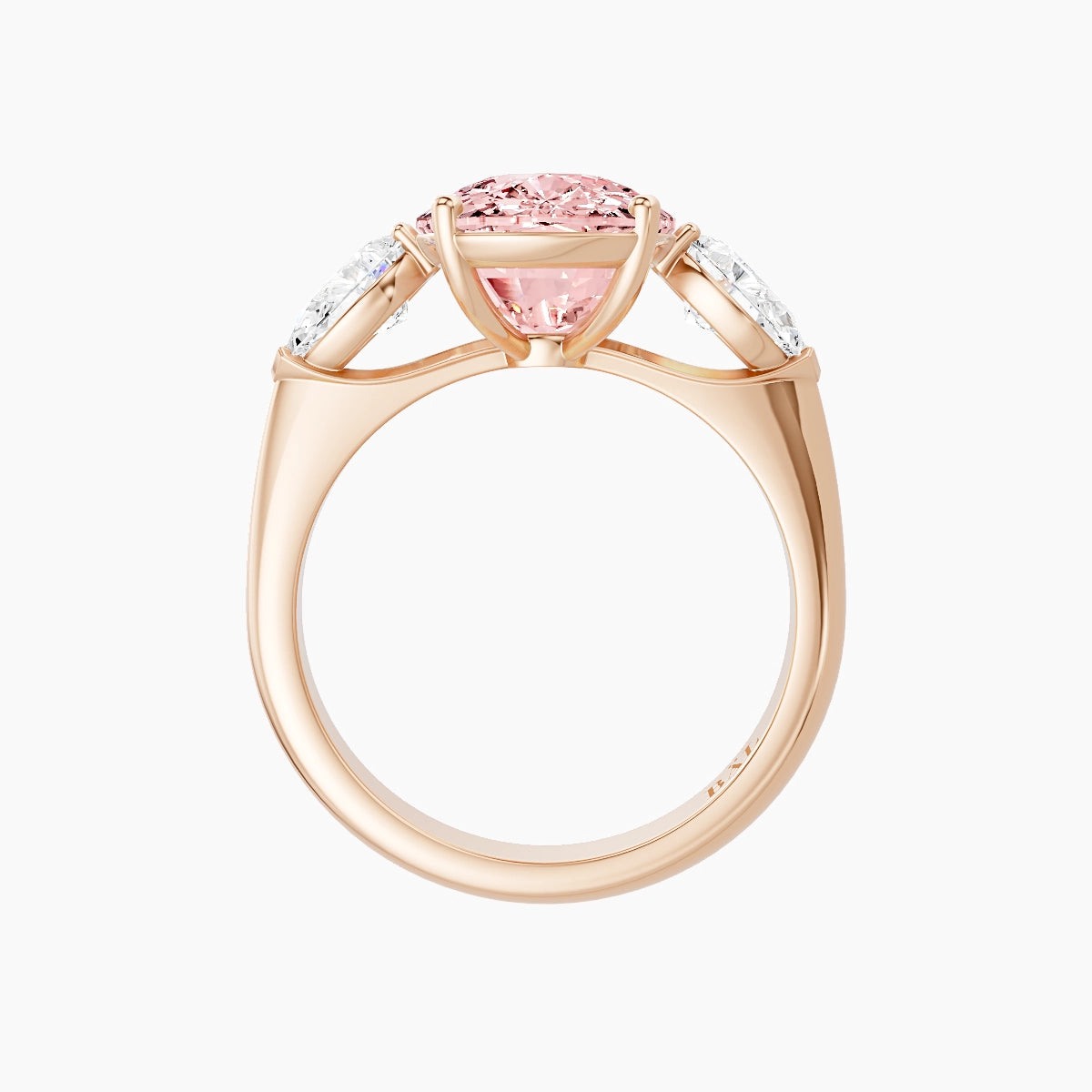 Classic Pear Trilogy | 18k Rose Gold 5 ct Cushion Pink Lab Diamond Ring