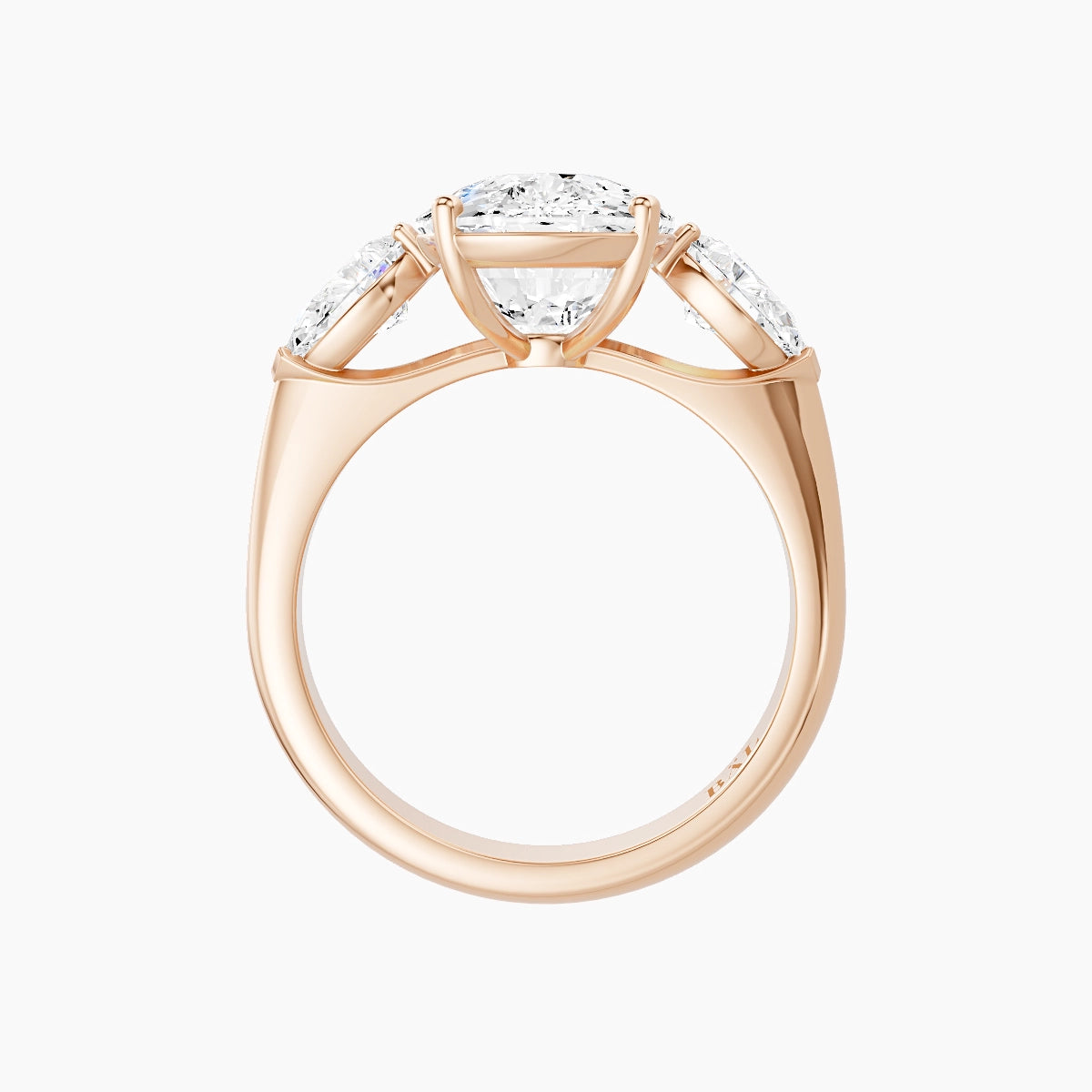 Classic Pear Trilogy | 18k Rose Gold 5 ct Cushion White Lab Diamond Ring