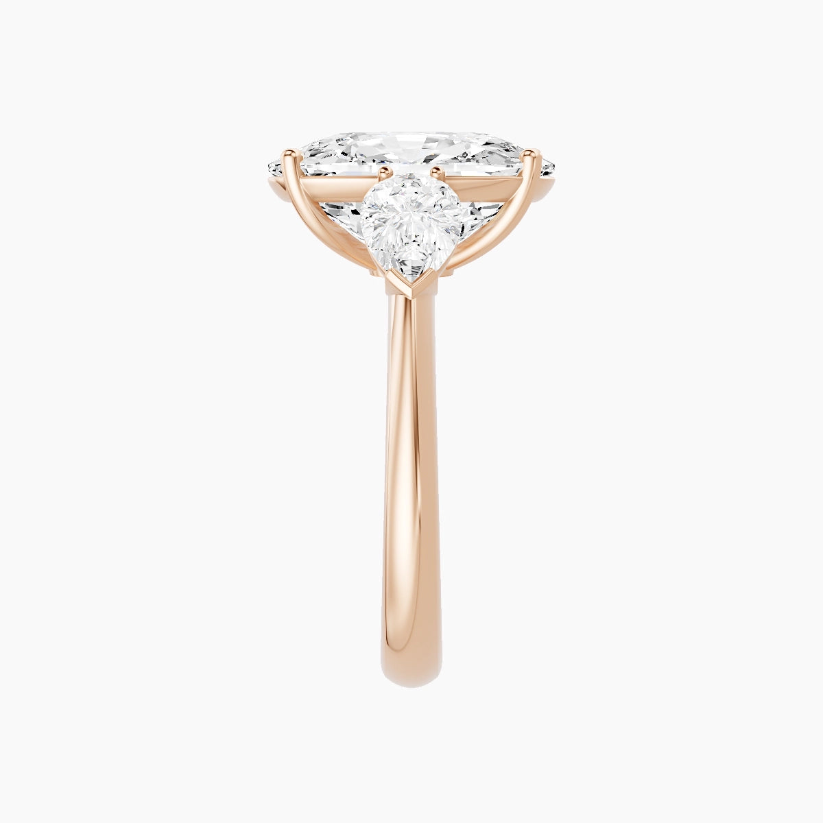 Classic Pear Trilogy | 18k Rose Gold 5 ct Cushion White Lab Diamond Ring