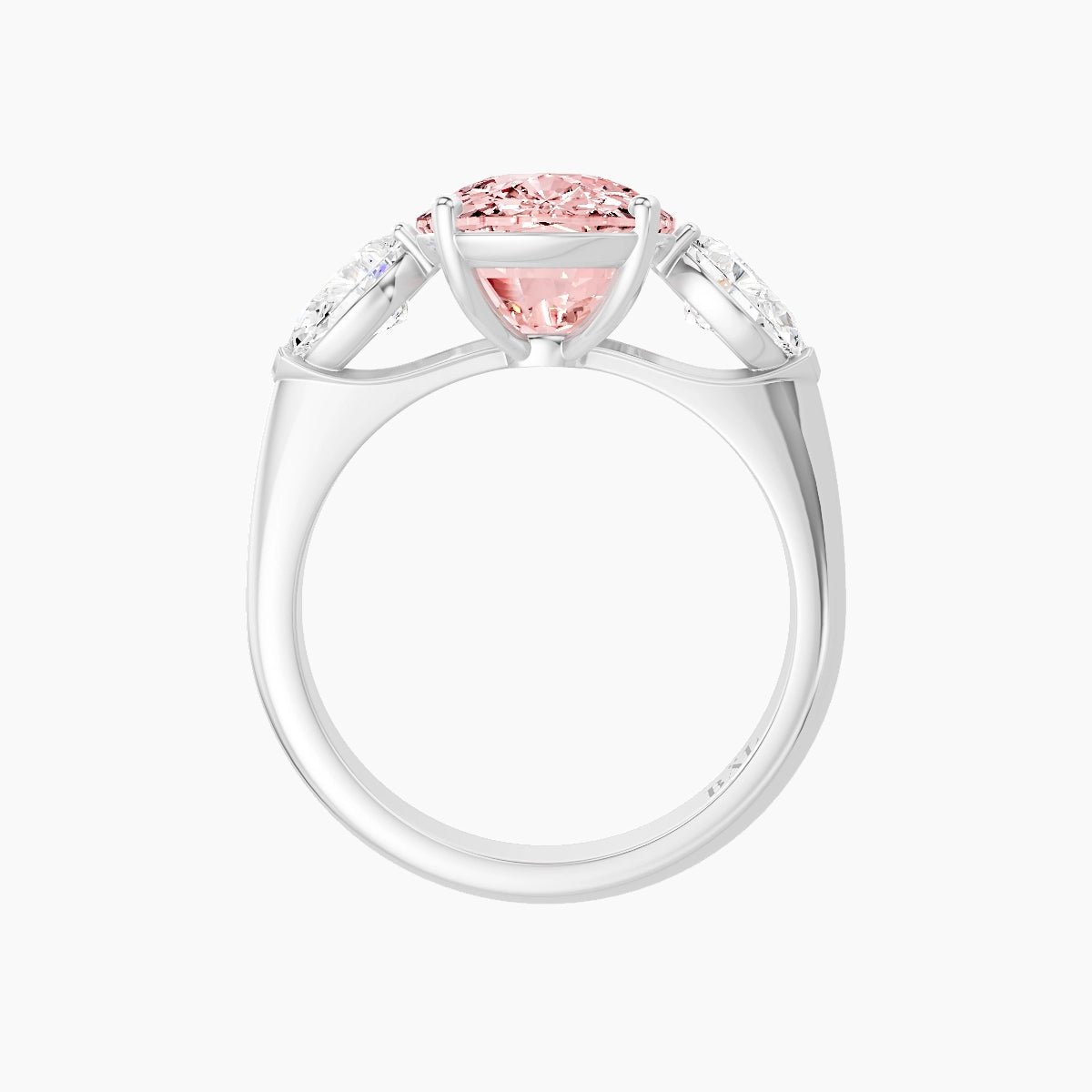 Classic Pear Trilogy | 18k White Gold 5 ct Cushion Pink Lab Diamond Ring