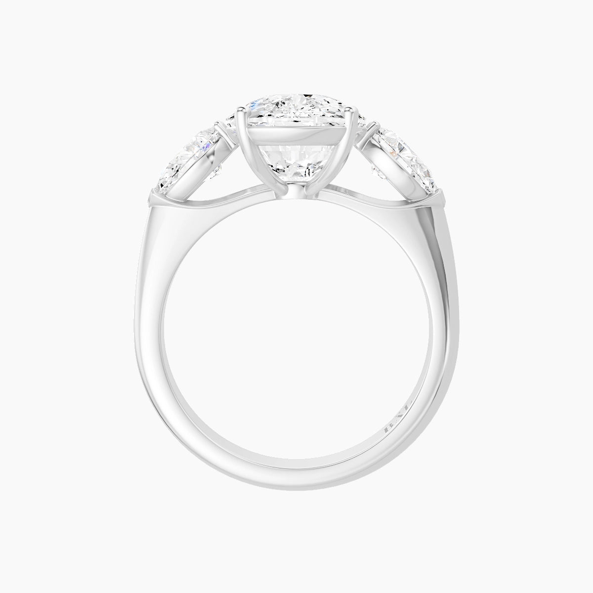 Classic Pear Trilogy | 18k White Gold 5 ct Cushion White Lab Diamond Ring