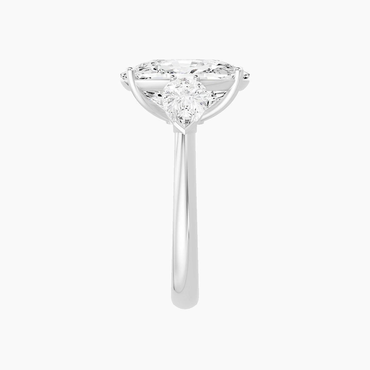 Classic Pear Trilogy | 18k White Gold 5 ct Cushion White Lab Diamond Ring