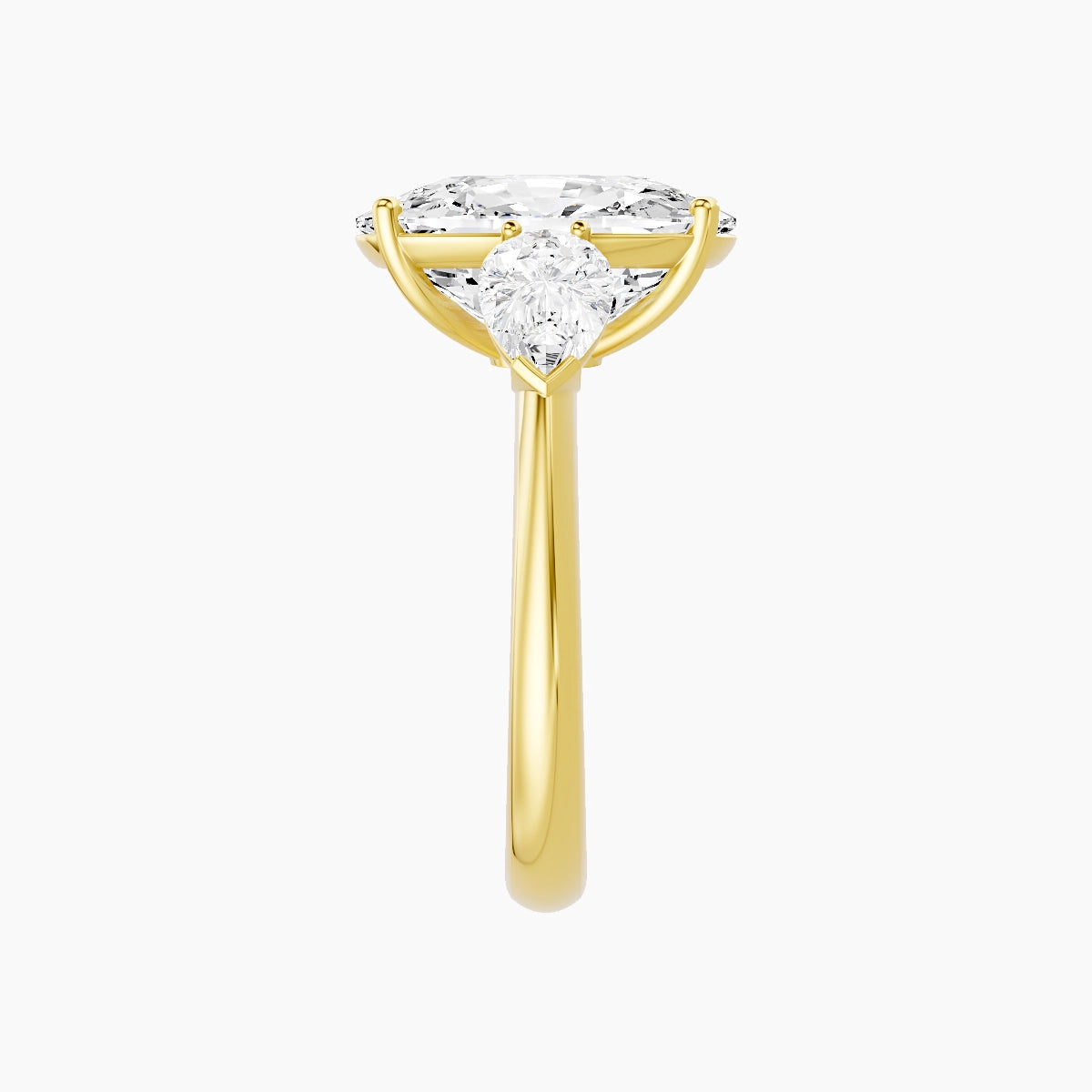 Classic Pear Trilogy | 18k Yellow Gold 5 ct Cushion White Lab Diamond Ring