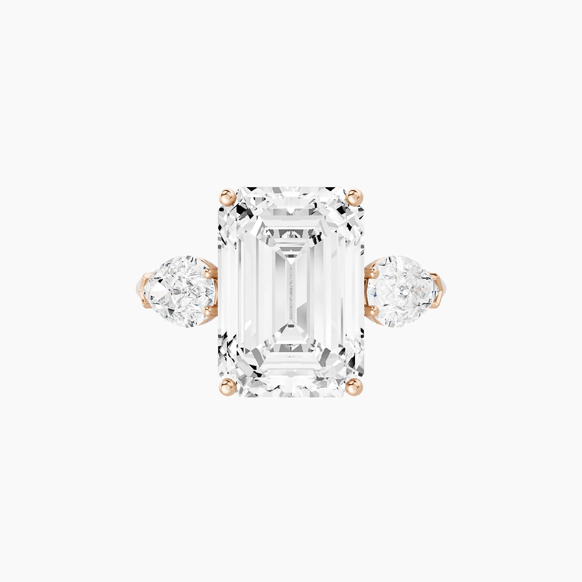 Classic Pear Trilogy | 18k Rose Gold 5 ct Emerald White Lab Diamond Ring