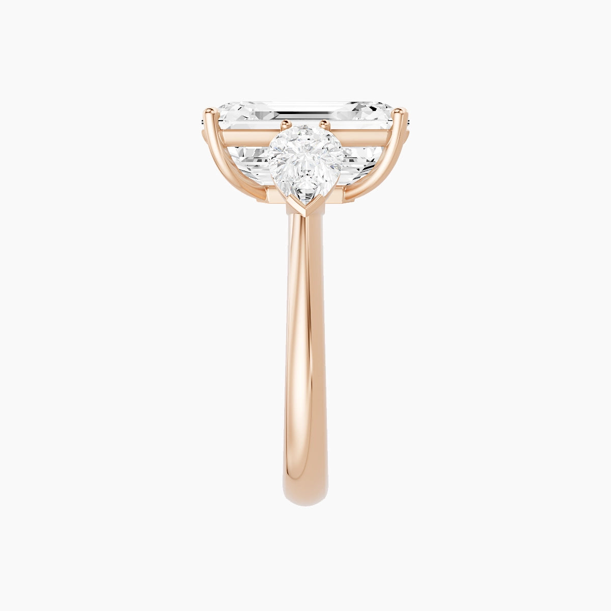 Classic Pear Trilogy | 18k Rose Gold 5 ct Emerald White Lab Diamond Ring