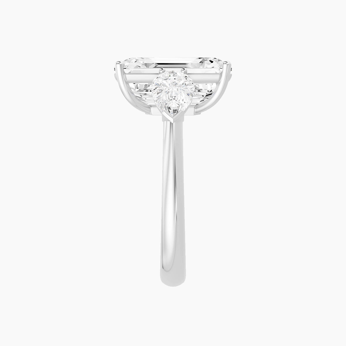 Classic Pear Trilogy | 18k White Gold 5 ct Emerald White Lab Diamond Ring