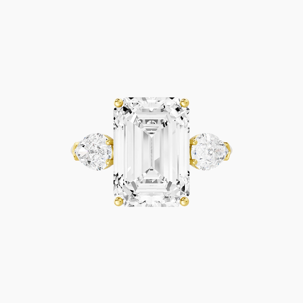 Classic Pear Trilogy | 18k Yellow Gold 5 ct Emerald White Lab Diamond Ring