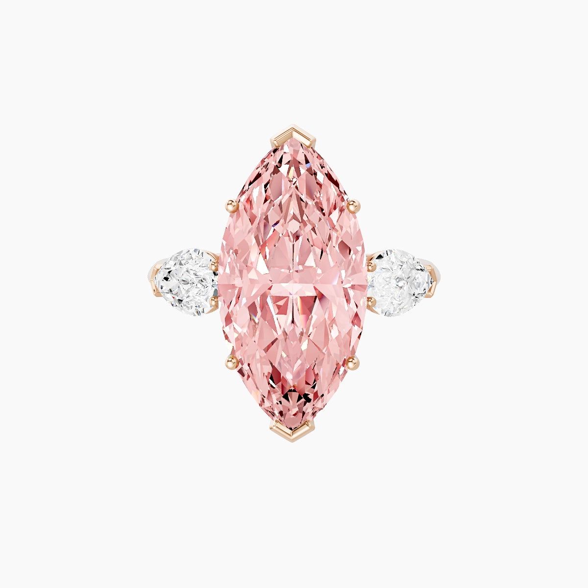 Classic Pear Trilogy | 18k Rose Gold 5 ct Marquise Pink Lab Diamond Ring