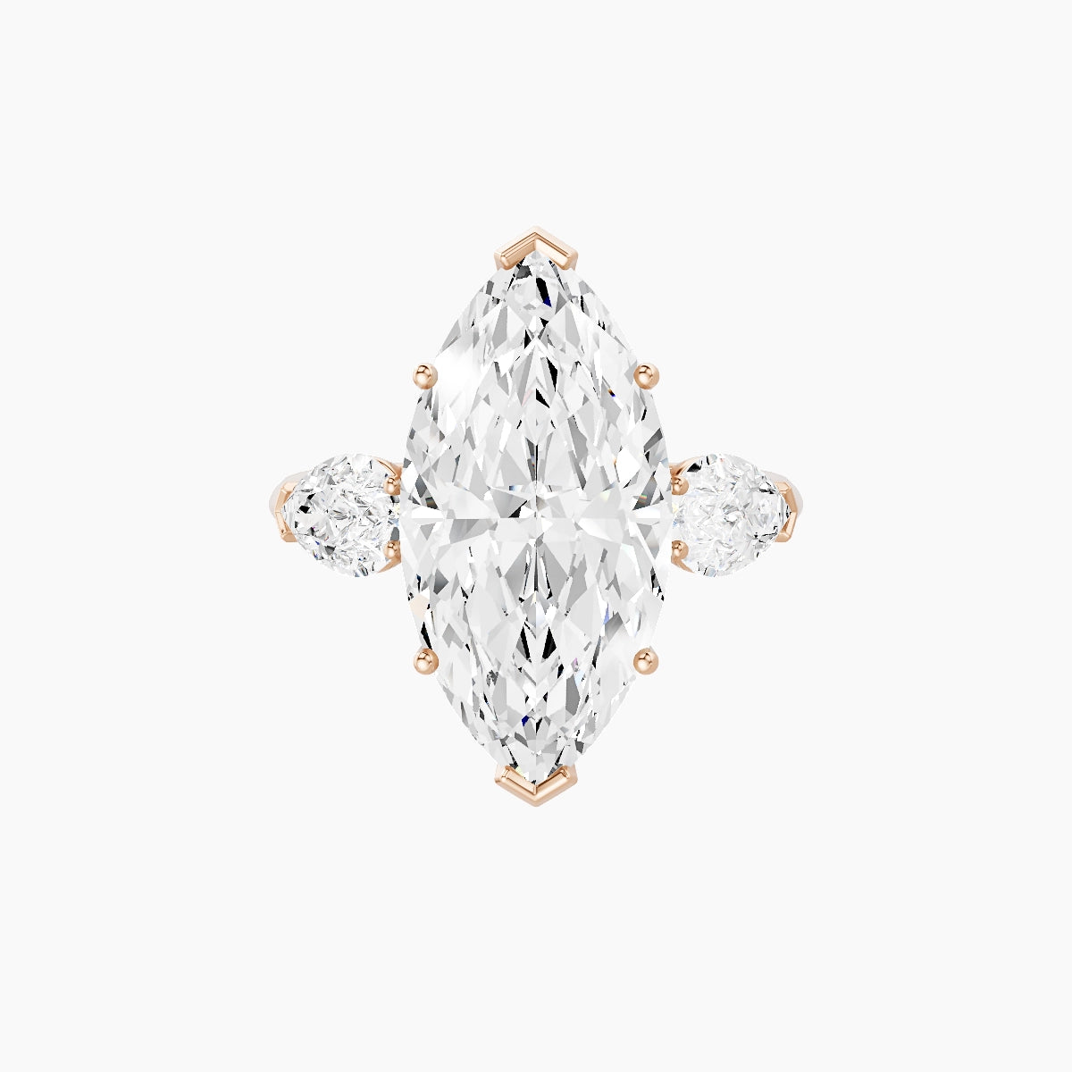 Classic Pear Trilogy | 18k Rose Gold 5 ct Marquise White Lab Diamond Ring