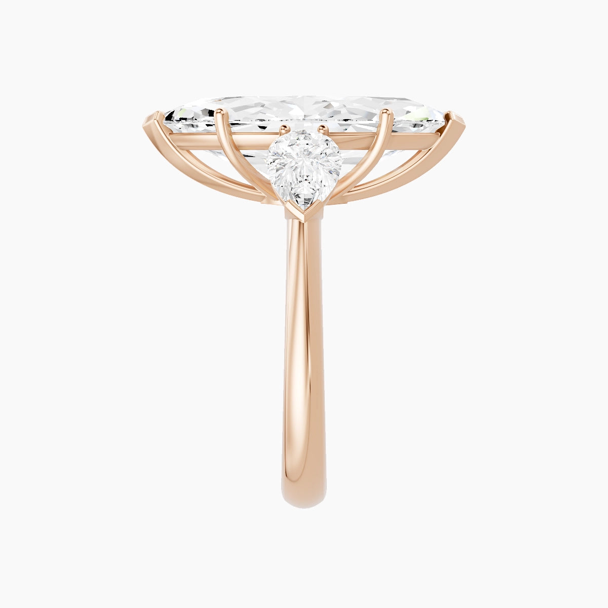Classic Pear Trilogy | 18k Rose Gold 5 ct Marquise White Lab Diamond Ring
