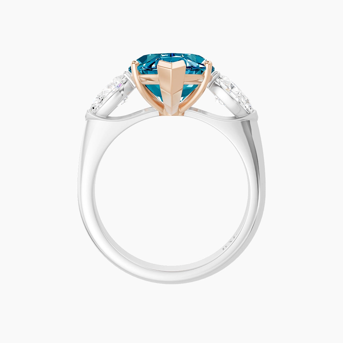 Classic Pear Trilogy | 18k White & Rose Gold 5 ct Marquise Blue Lab Diamond Ring