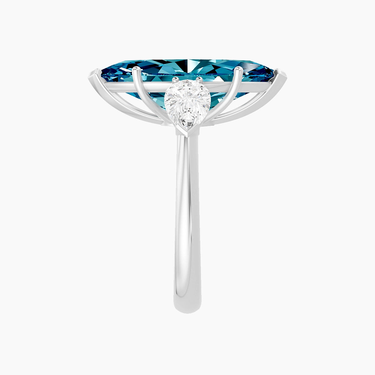 Classic Pear Trilogy | 18k White Gold 5 ct Marquise Blue Lab Diamond Ring