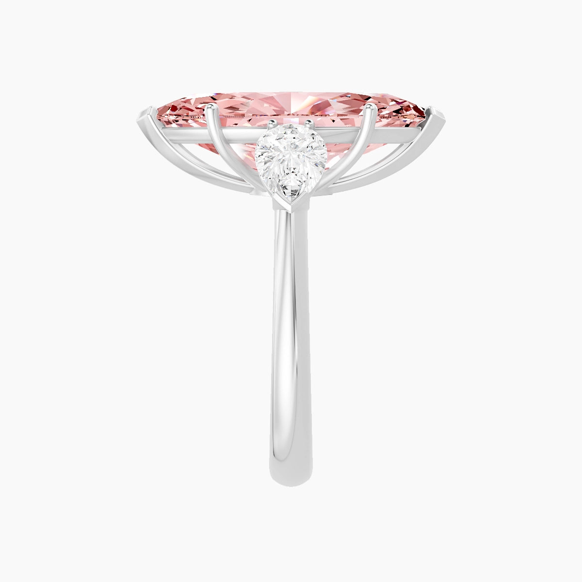 Classic Pear Trilogy | 18k White Gold 5 ct Marquise Pink Lab Diamond Ring