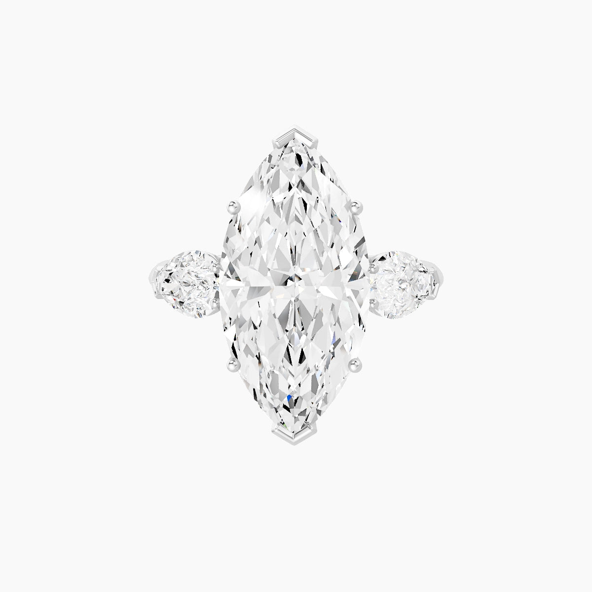 Classic Pear Trilogy | 18k White Gold 5 ct Marquise White Lab Diamond Ring