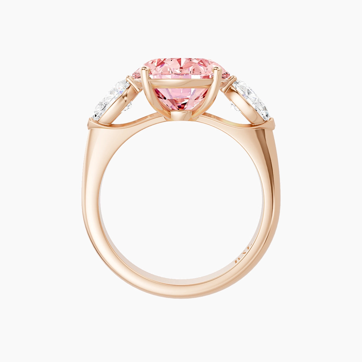 Classic Pear Trilogy | 18k Rose Gold 5 ct Oval Pink Lab Diamond Ring