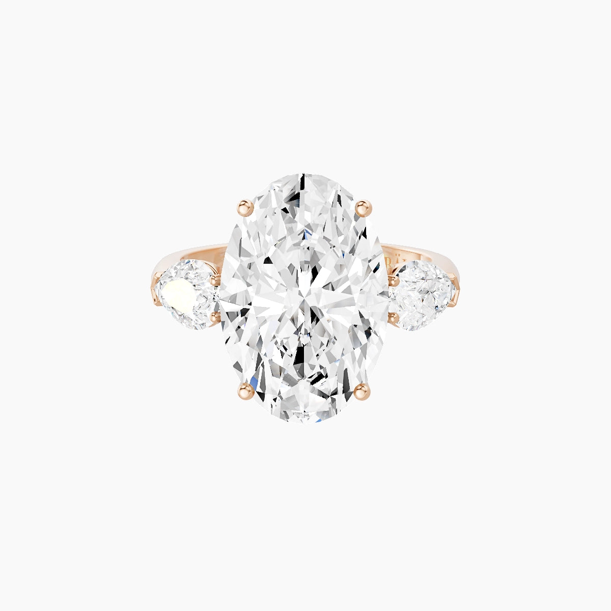 Classic Pear Trilogy | 18k Rose Gold 5 ct Oval White Lab Diamond Ring