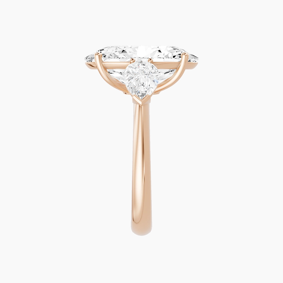 Classic Pear Trilogy | 18k Rose Gold 5 ct Oval White Lab Diamond Ring